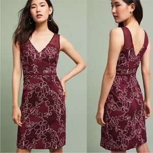 Anthropologie Moulinette‎ Sours Ariana Lace Column Dress Burgundy Maroon Size 0